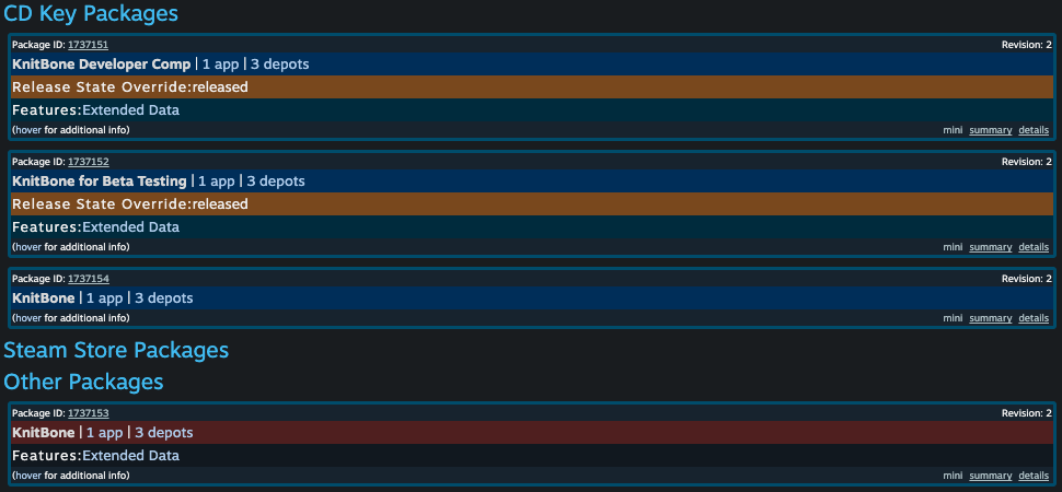 Steam Package Details